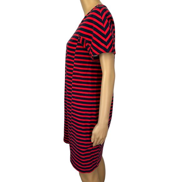 J. Crew Striped T-Shirt Dress Red Navy Short Sleeve C6514 Size S - Picture 6 of 12